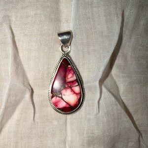 Pink Teardrop Stone Pendant Necklace - Women Jewelry